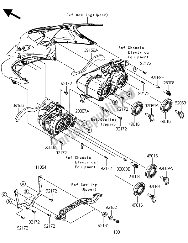 All parts for the Headlight(s) of the Kawasaki ZZR 1400 ABS 2014