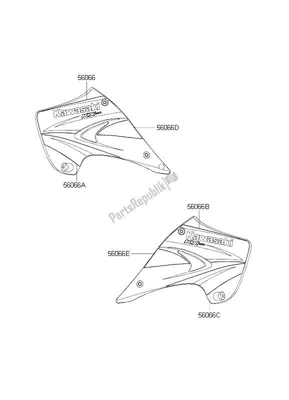 All parts for the Decals of the Kawasaki KX 250 2004