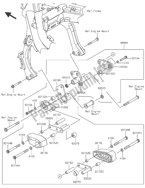 Alle onderdelen voor de Accessoire (motorbescherming) van de Kawasaki ER 6F 650 2016