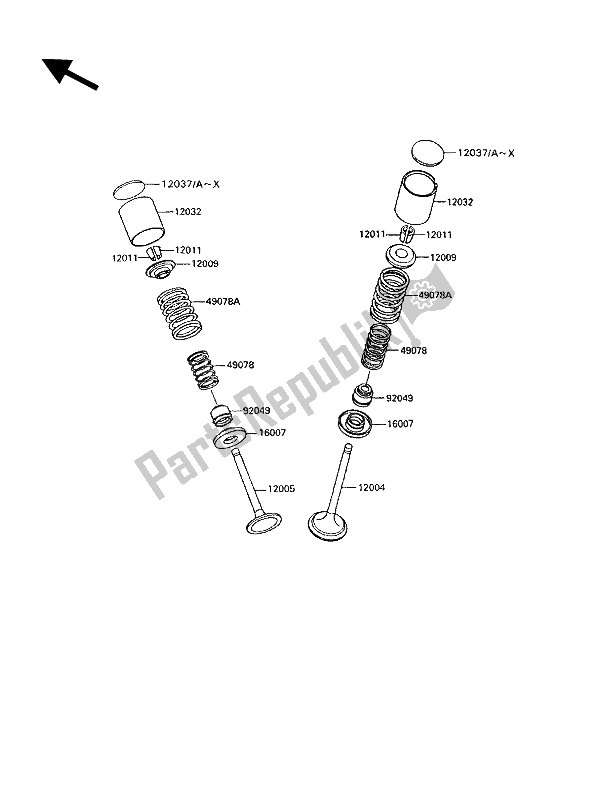 Wszystkie części do Zawory Kawasaki KLR 600 1992