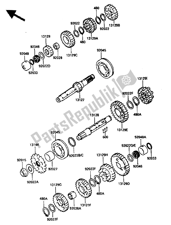 Tutte le parti per il Trasmissione (zx900ae000001 035084) (zx900ag00001 005453) del Kawasaki GPZ 900R 1985