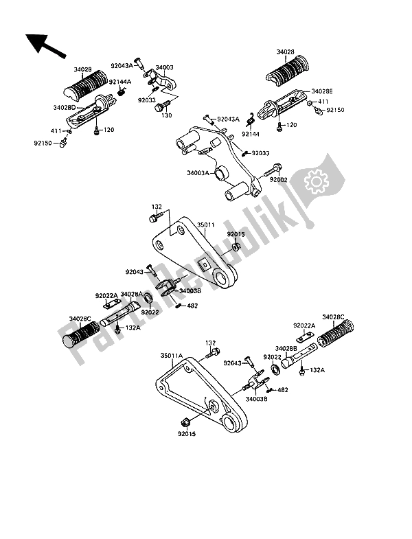 Tutte le parti per il Poggiapiedi del Kawasaki EN 500 1990