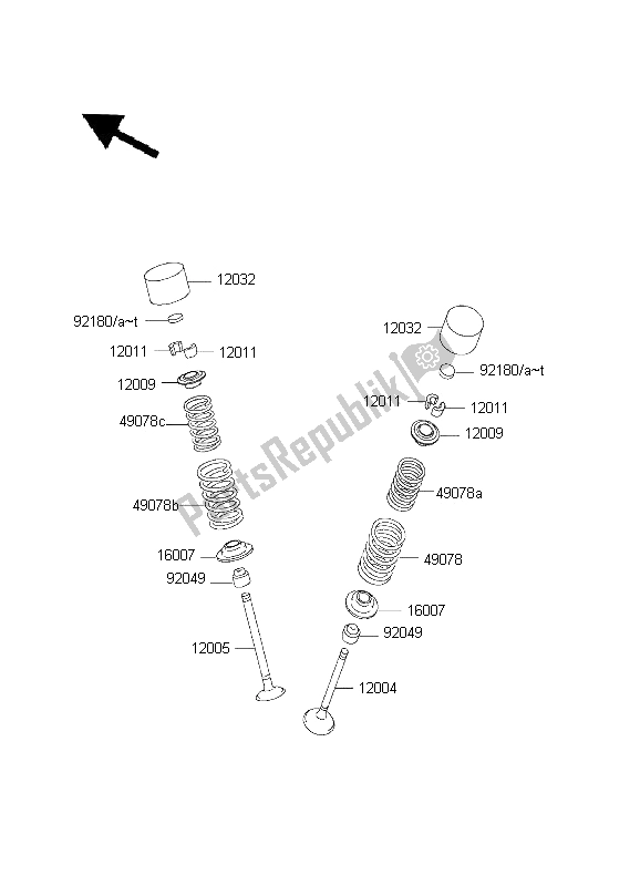 All parts for the Valve of the Kawasaki Ninja ZX 9R 900 2001