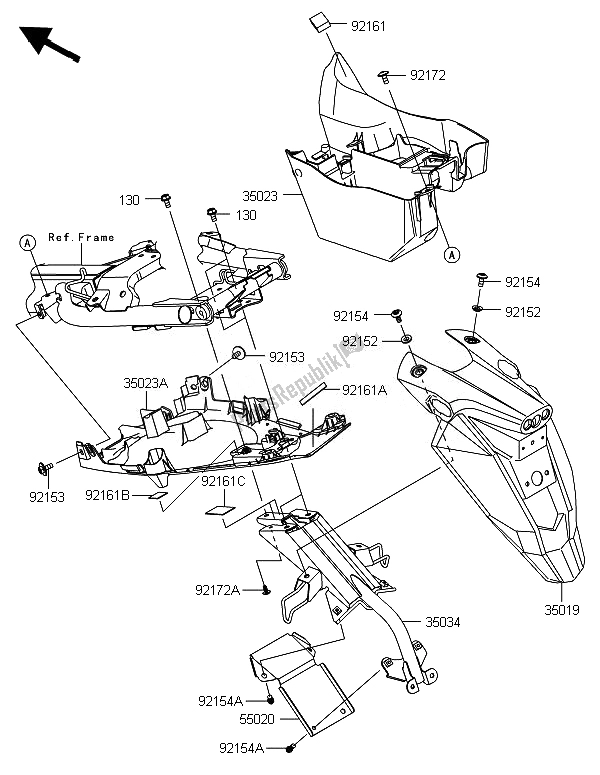 Toutes les pièces pour le Garde-boue Arrière du Kawasaki ER 6N 650 2014