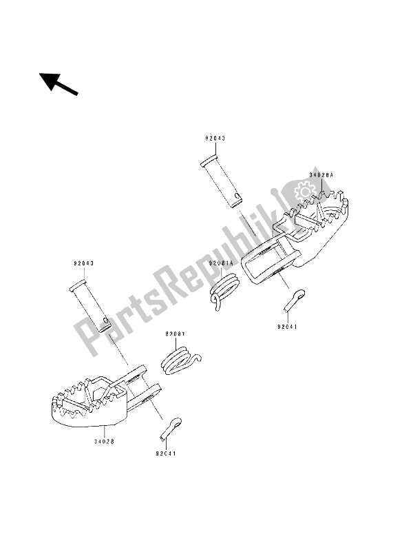 Tutte le parti per il Poggiapiedi del Kawasaki KX 100 1993