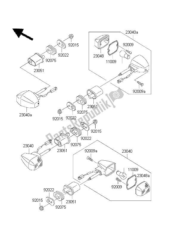 Toutes les pièces pour le Clignotants du Kawasaki ZRX 1200R 2001