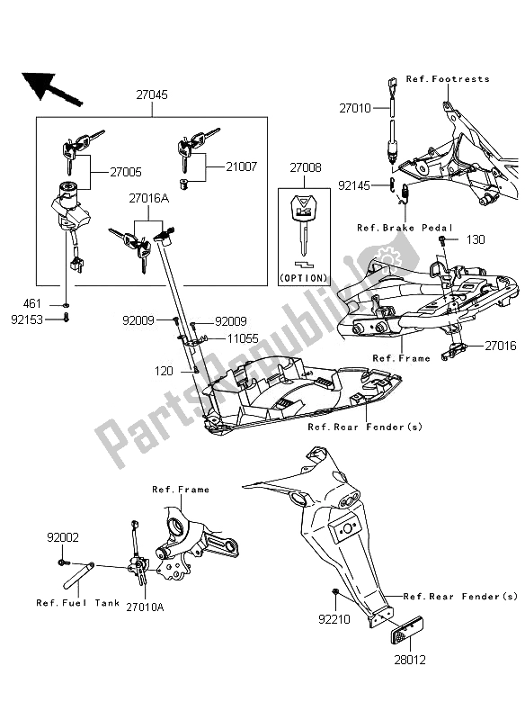 All parts for the Ignition Switch of the Kawasaki ER 6N 650 2010