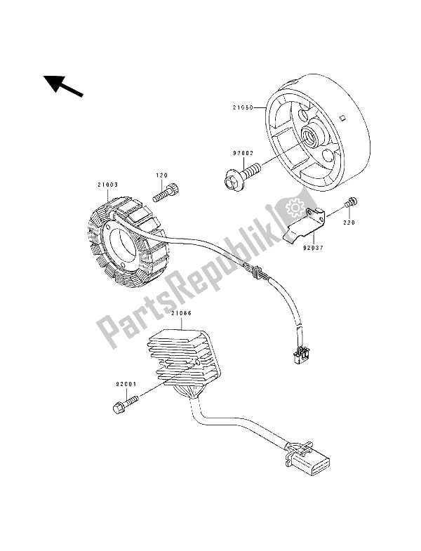 Alle onderdelen voor de Generator van de Kawasaki KLE 500 1994