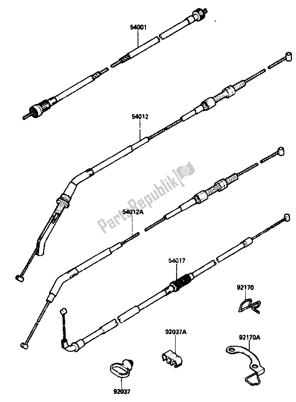 Alle onderdelen voor de Kabel van de Kawasaki ZX 10 1000 1988