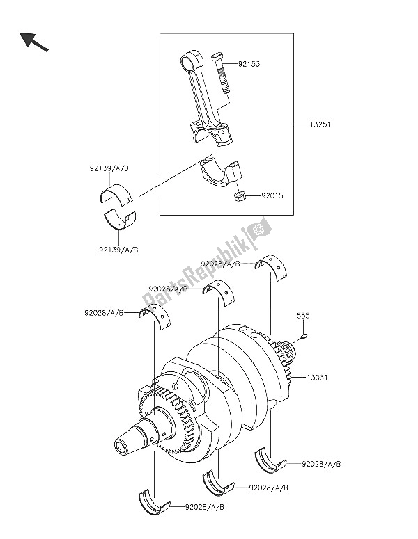 All parts for the Crankshaft of the Kawasaki Vulcan S ABS 650 2016