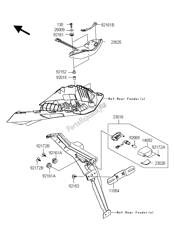 Toutes les pièces pour le Feu Arrière du Kawasaki Z 1000 2011