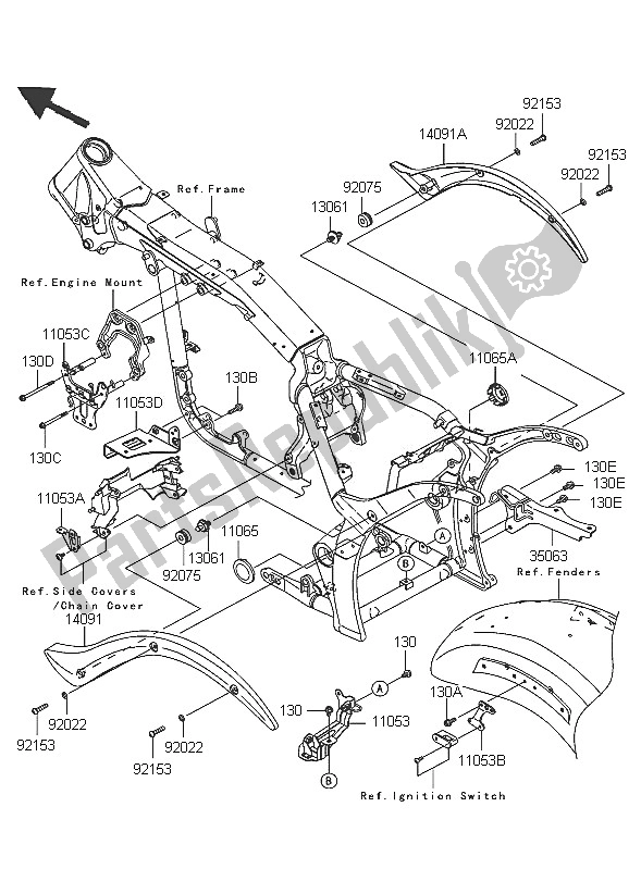 Tutte le parti per il Montaggi Della Struttura del Kawasaki VN 2000 2005