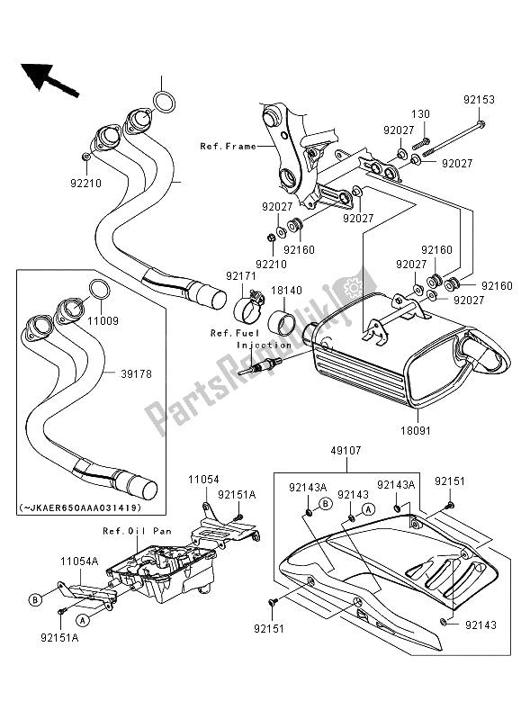 All parts for the Muffler of the Kawasaki ER 6N 650 2006