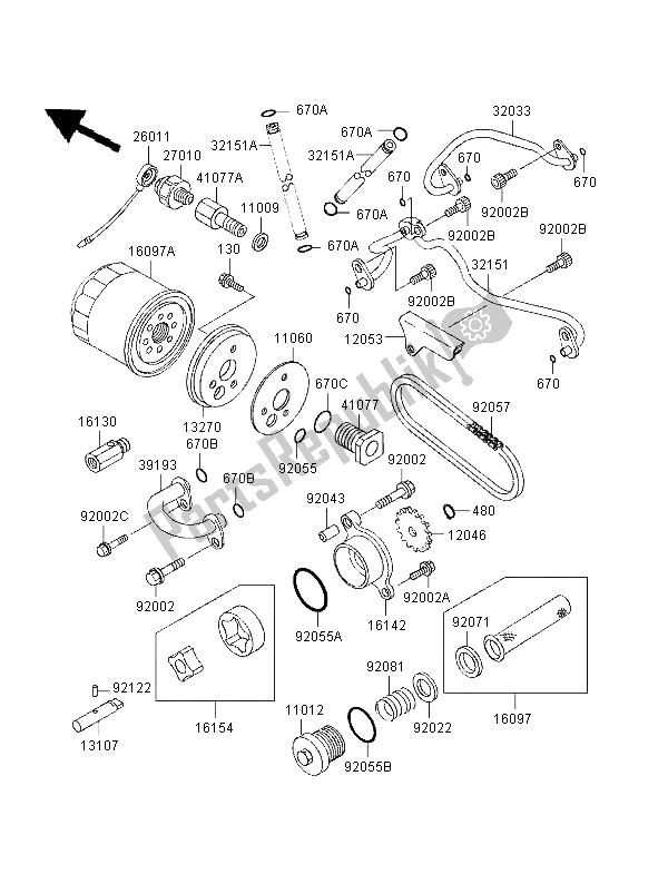 All parts for the Oil Pump of the Kawasaki VN 800 1996