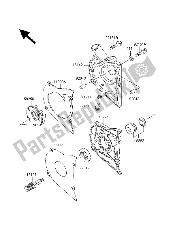 Tutte le parti per il Pompa Dell'acqua del Kawasaki ER 500 1999