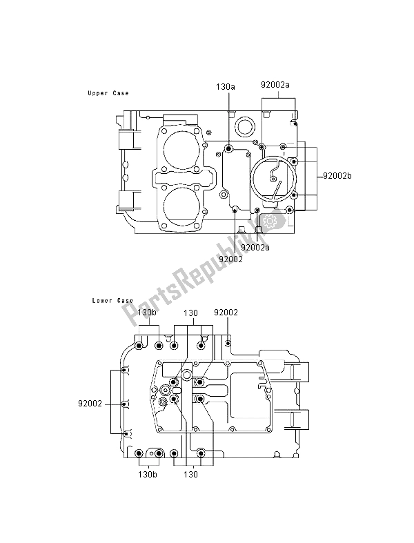 All parts for the Crankcase Bolt Pattern of the Kawasaki GPZ 500S 1999
