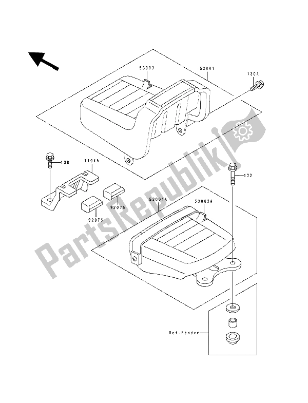 Alle onderdelen voor de Stoel van de Kawasaki EL 250D 1993