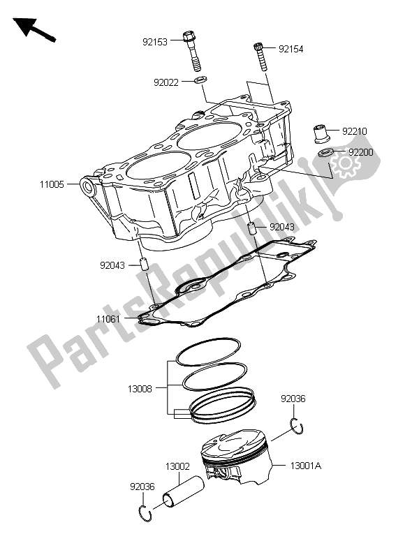 Tutte le parti per il Cilindro E Pistone del Kawasaki ER 6F 650 2014