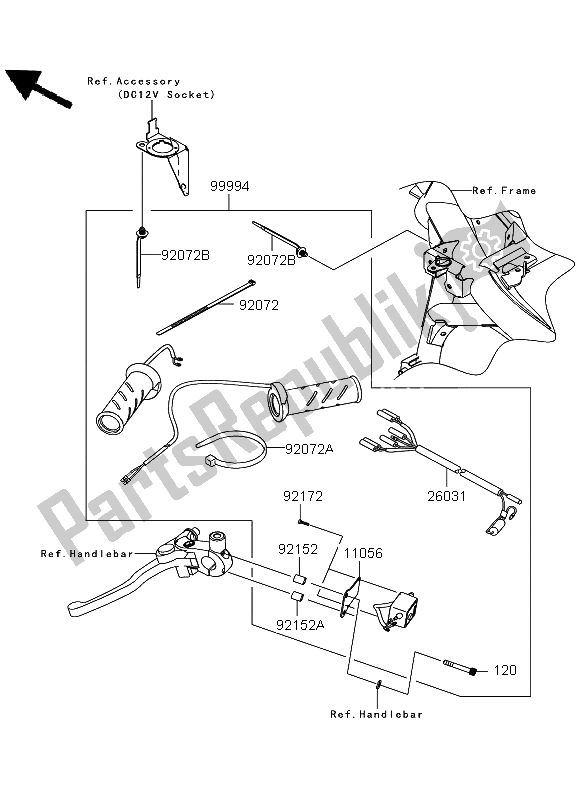 All parts for the Accessory (grip Heater) of the Kawasaki Versys 650 2012