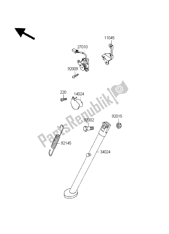 All parts for the Stand of the Kawasaki KLR 650 1995