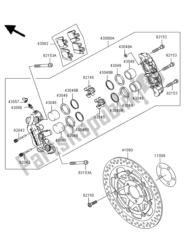 All parts for the Front Brake of the Kawasaki VN 1600 Mean Streak 2007