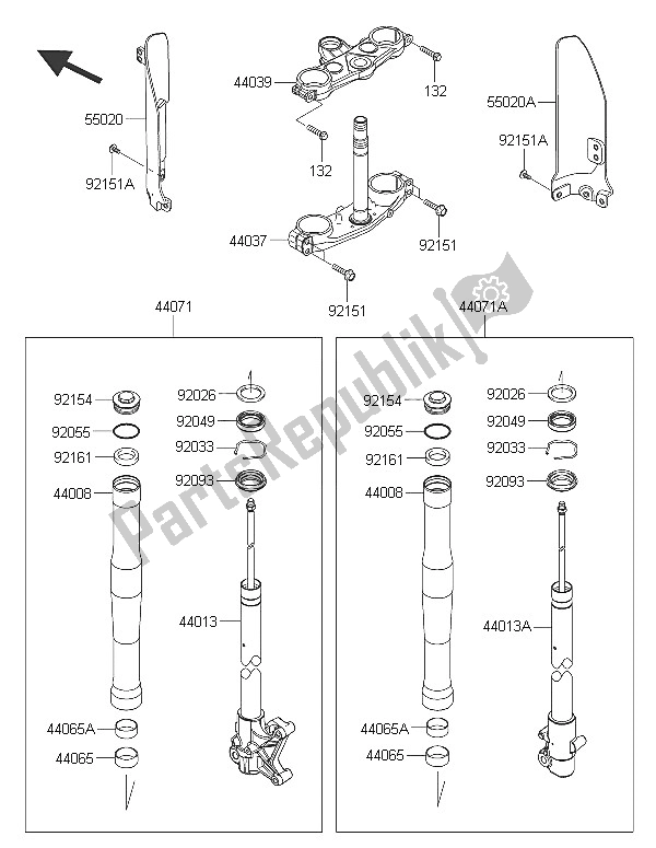 Tutte le parti per il Forcella Anteriore del Kawasaki D Tracker 150 2016