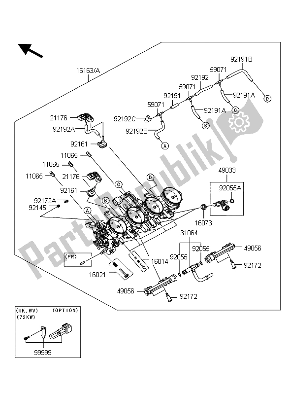 Todas las partes para Acelerador de Kawasaki Z 1000 ABS 2012
