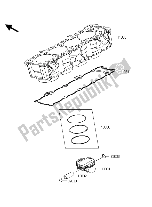 Toutes les pièces pour le Cylindre Et Piston du Kawasaki Z 1000 2011