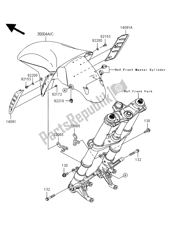 Tutte le parti per il Parafango Anteriore del Kawasaki ZZR 1400 2007