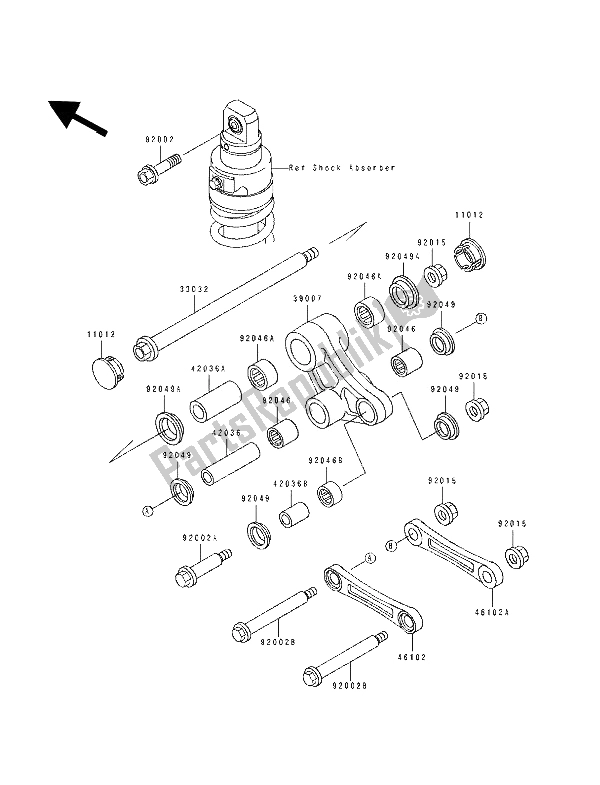 Toutes les pièces pour le Suspension du Kawasaki Tengai 650 1991