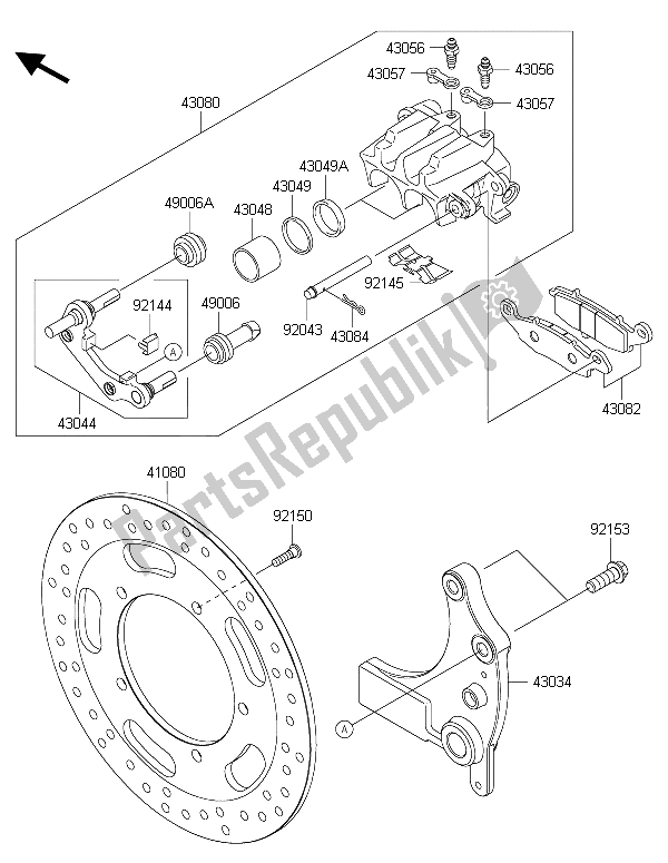 All parts for the Rear Brake of the Kawasaki Vulcan 1700 Voyager ABS 2015