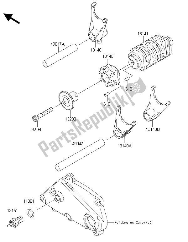 Toutes les pièces pour le Tambour De Changement De Vitesse Et Fourche (s) De Changement De Vitesse du Kawasaki Ninja 250 SL 2015