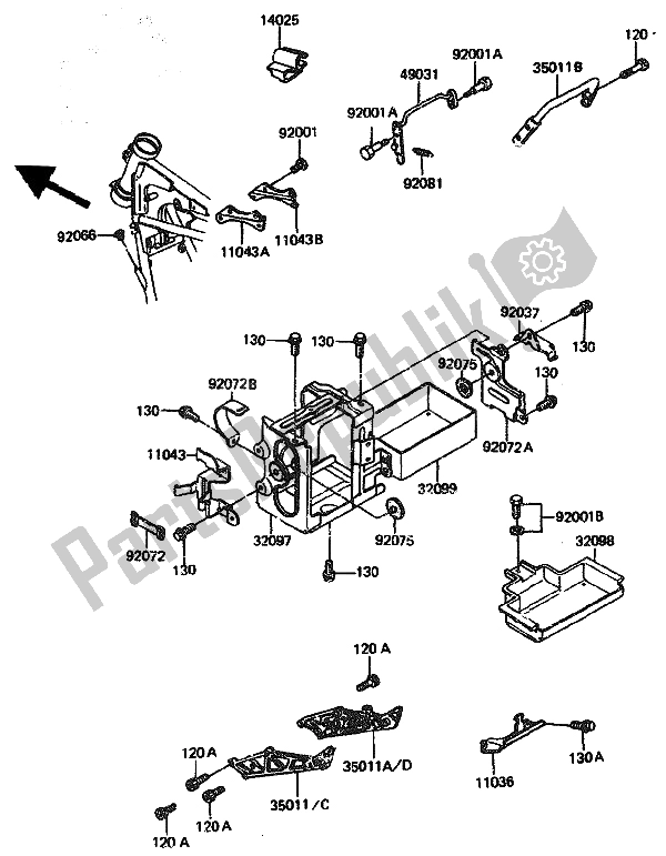 Toutes les pièces pour le Compartiment Des Piles du Kawasaki GPZ 1100 1985