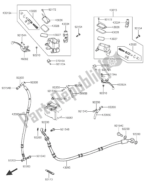 All parts for the Master Cylinder of the Kawasaki J 125 ABS 2016