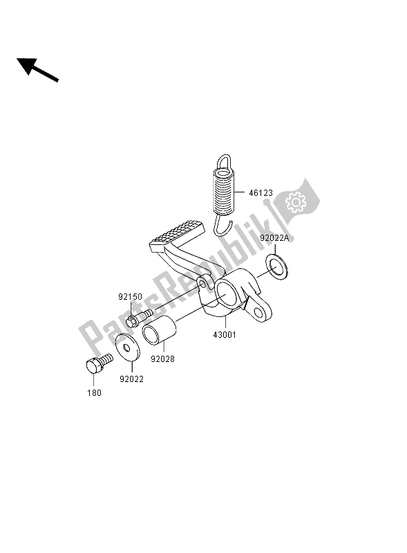 All parts for the Brake Pedal of the Kawasaki Ninja ZX 12R 1200 2004