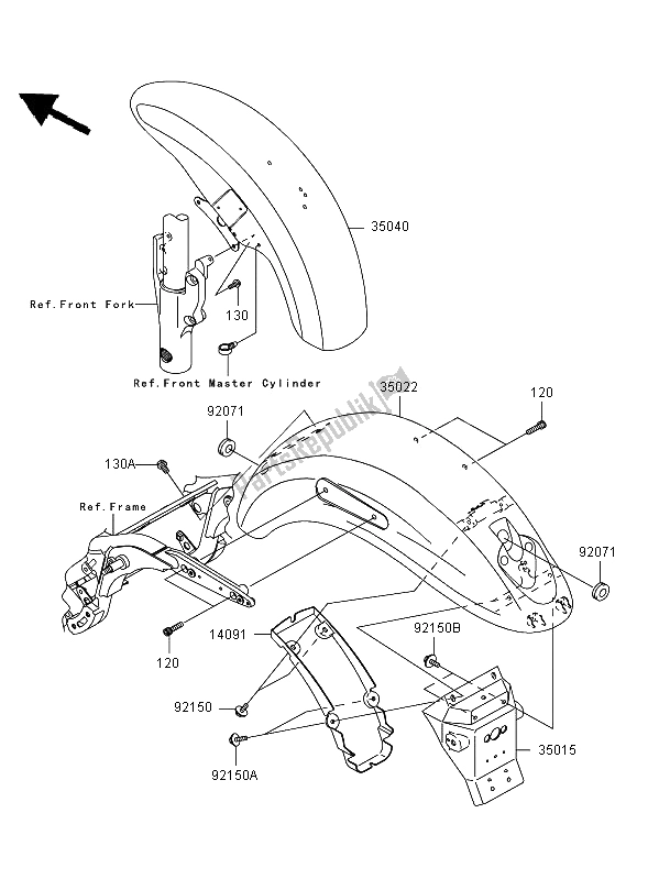 All parts for the Fenders of the Kawasaki VN 1600 Mean Streak 2006