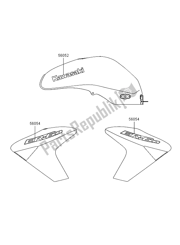 All parts for the Decals (blue) (black) of the Kawasaki ER 6N 650 2008