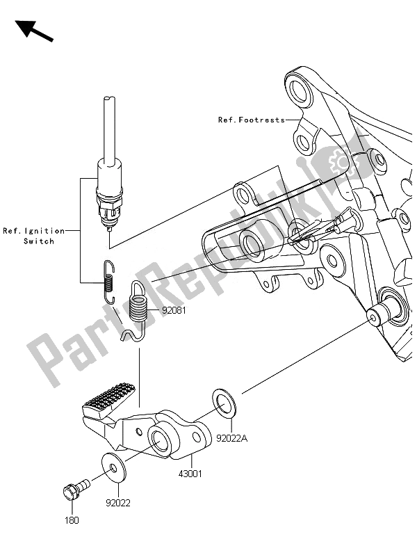 All parts for the Brake Pedal of the Kawasaki ER 6F 650 2014