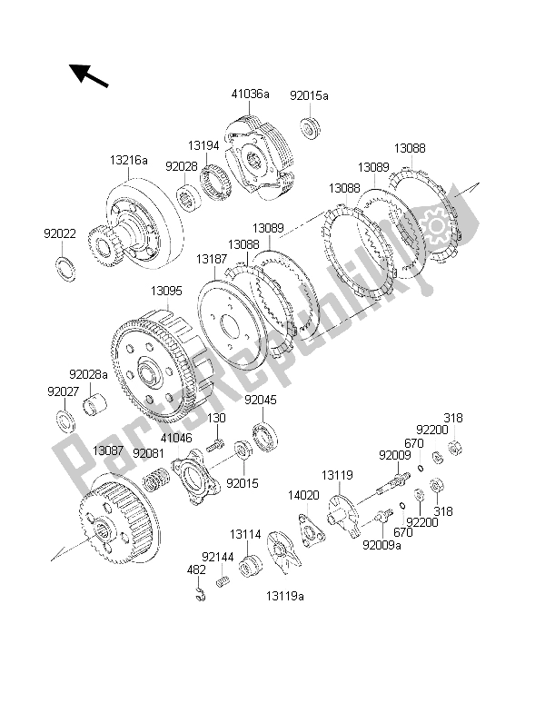 Toutes les pièces pour le Embrayage du Kawasaki KLF 300 4X4 2001