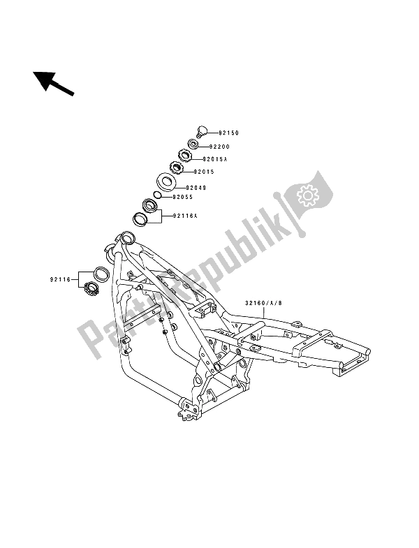 All parts for the Frame of the Kawasaki Zephyr 550 1993