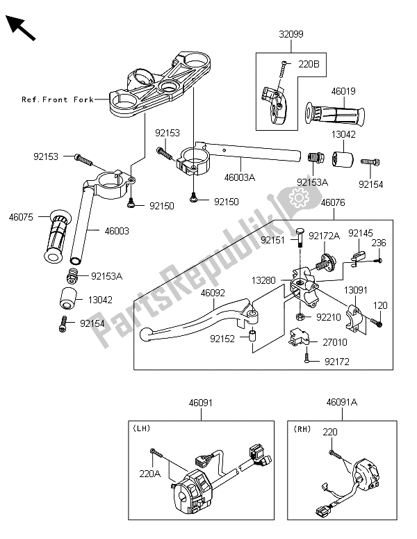 Tutte le parti per il Manubrio del Kawasaki Ninja ZX 6R ABS 600 2013