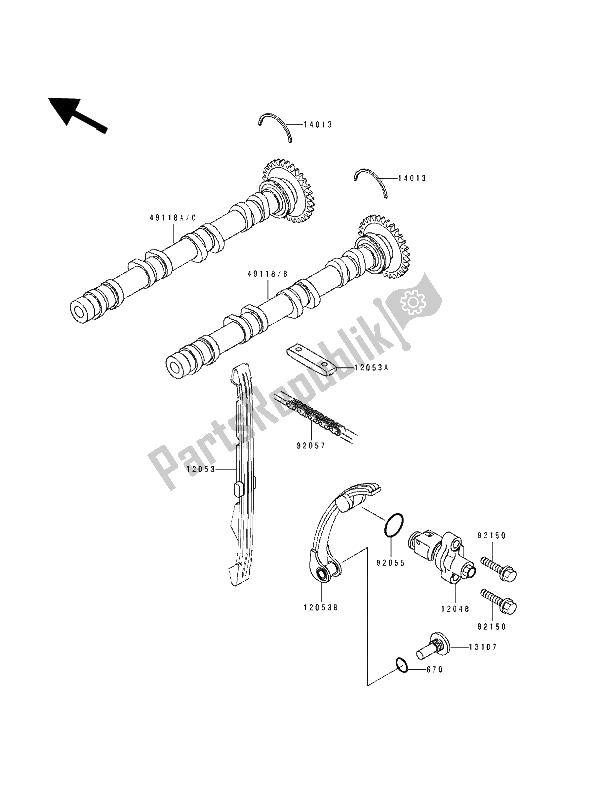 All parts for the Camshaft(s) & Tensioner of the Kawasaki ZXR 750 1994