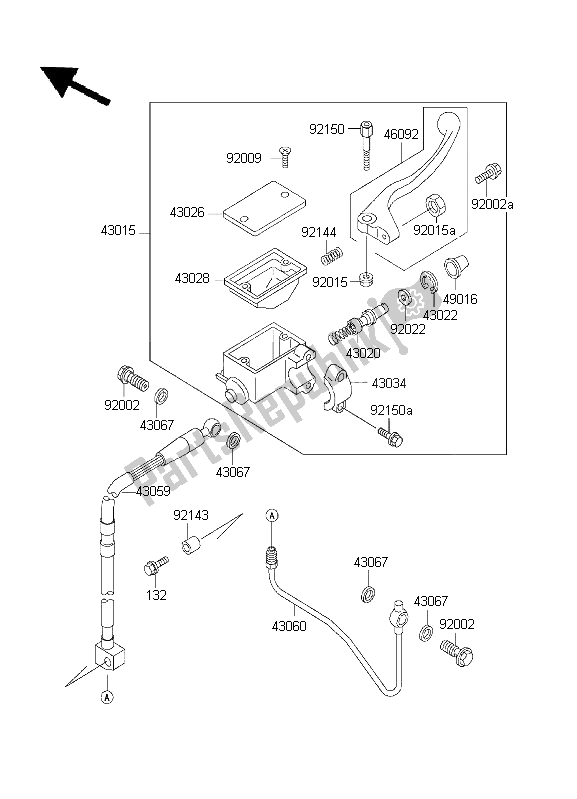 Tutte le parti per il Pompa Freno Anteriore del Kawasaki KLX 300R 2001