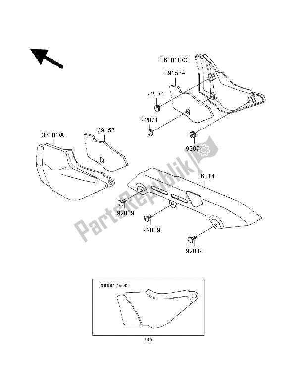 All parts for the Side Covers & Chain Cover of the Kawasaki Zephyr 750 1997