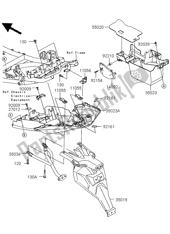 All parts for the Rear Fender of the Kawasaki Versys 650 2012