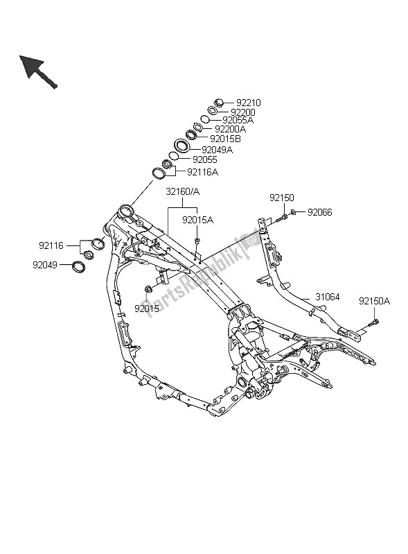 Tutte le parti per il Telaio del Kawasaki VN 1600 Classic 2005
