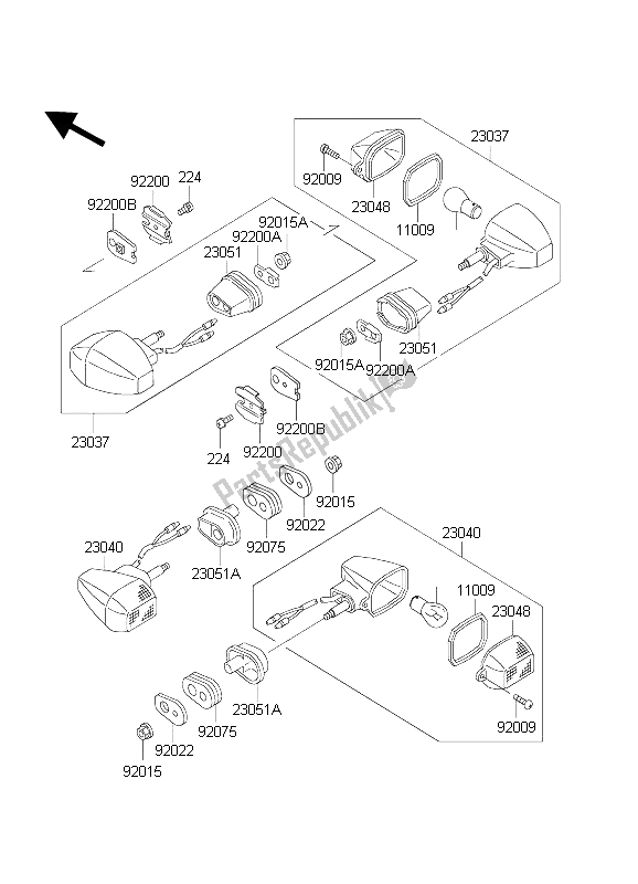 All parts for the Turn Signals of the Kawasaki KLE 500 2003