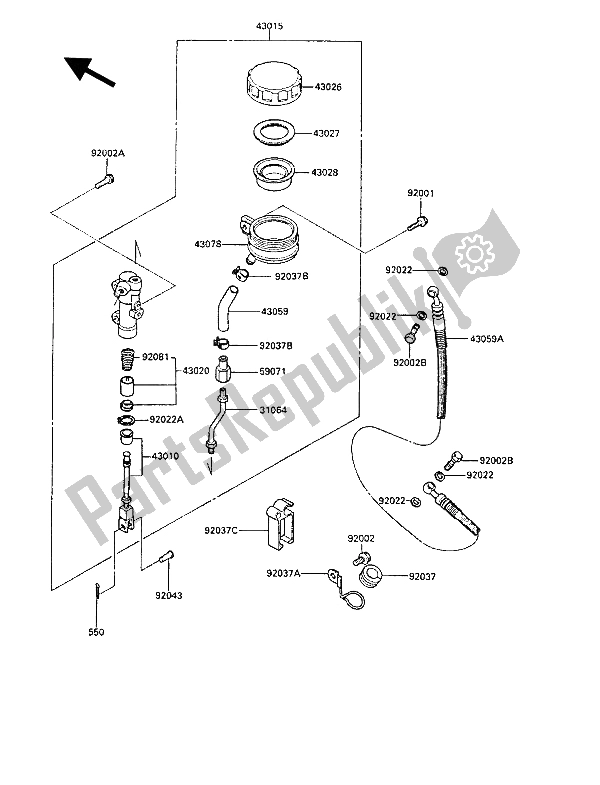 Wszystkie części do Tylny Cylinder G?ówny Kawasaki GPZ 1000 RX 1986