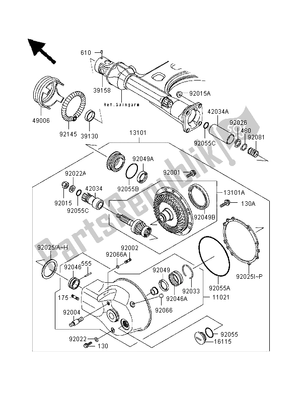 All parts for the Drive Shaft & Final Gear of the Kawasaki VN 1500 Classic Tourer 1998