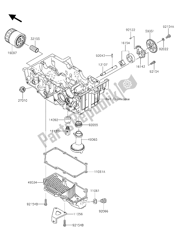 All parts for the Oil Pump of the Kawasaki Z 300 ABS 2015